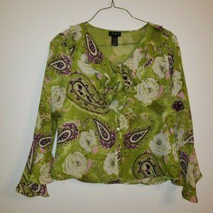 Milano women's top size L ruffle paisley